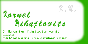 kornel mihajlovits business card